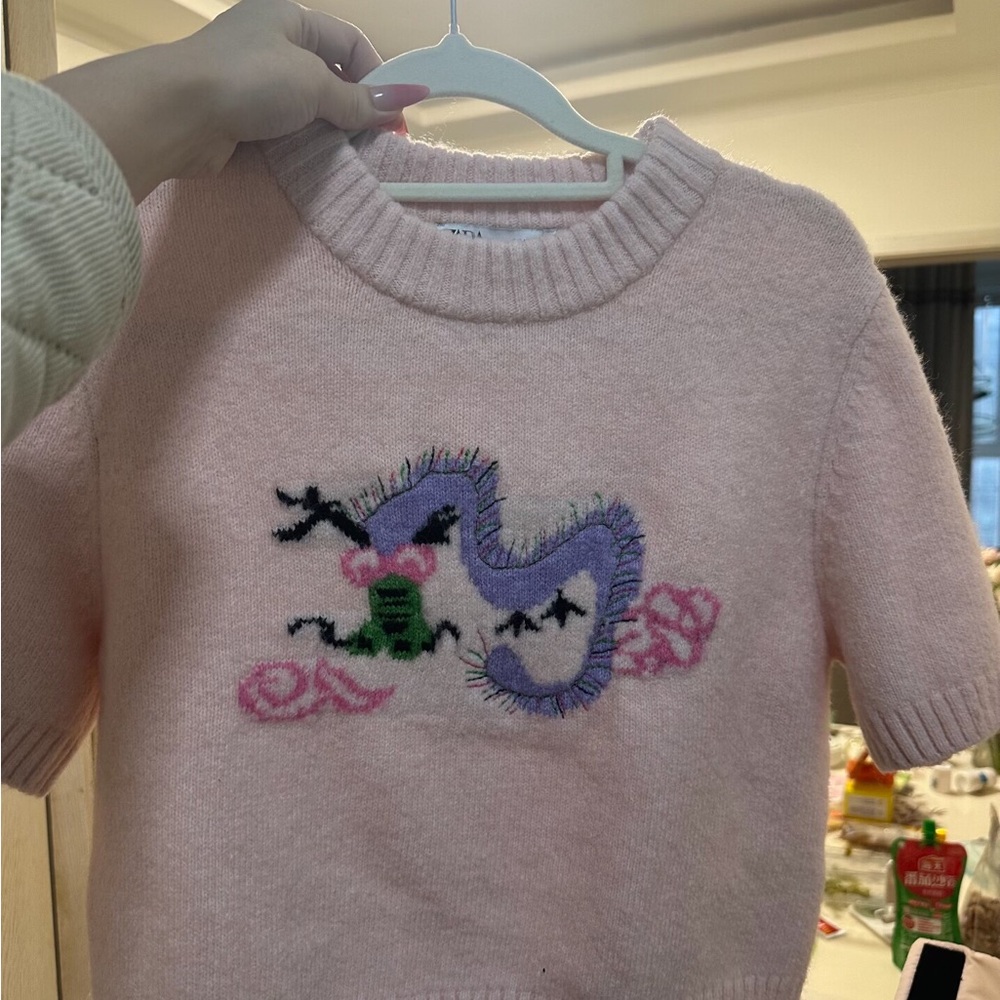 Pink Sweater with Dragon Design
